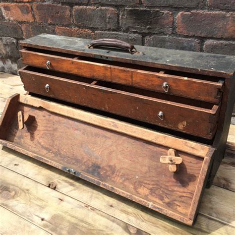 Vintage Tool Box Leather Handle for sale 